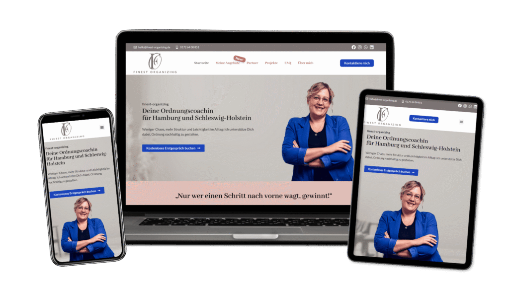 Website von Finest Organizing Ordnungscoach aus Aukrug