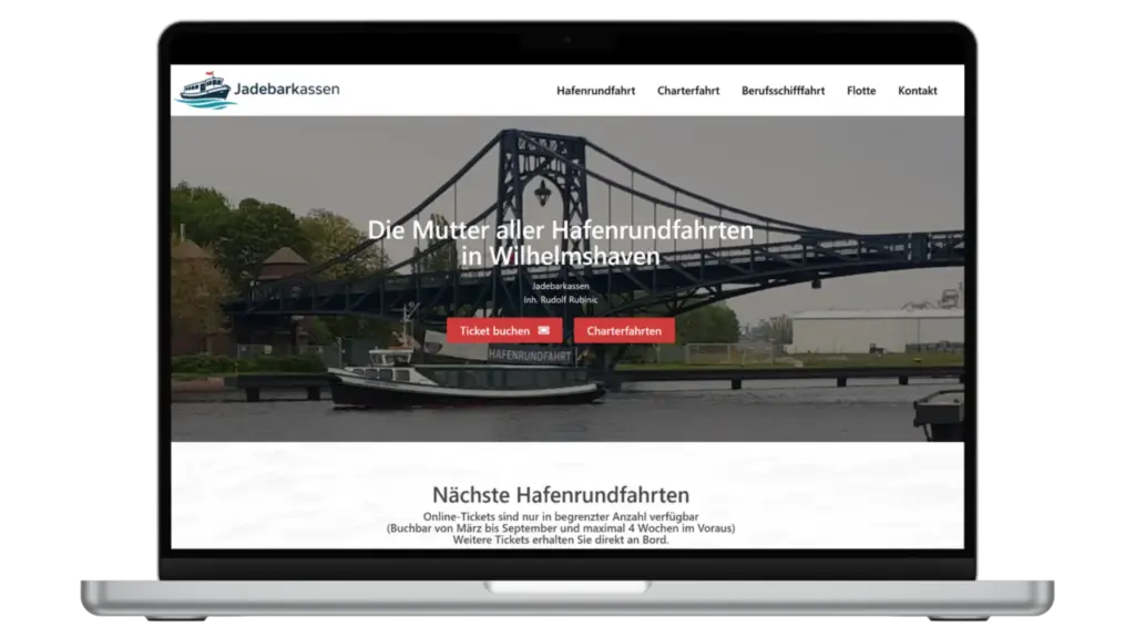Jadebarkassen Hafenrundfahrten Website Referenz